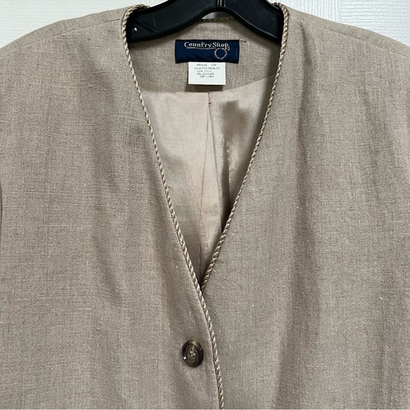 COPY - Linen Blazer Women’s Size Medium Tan Pockets - Picture 5 of 14